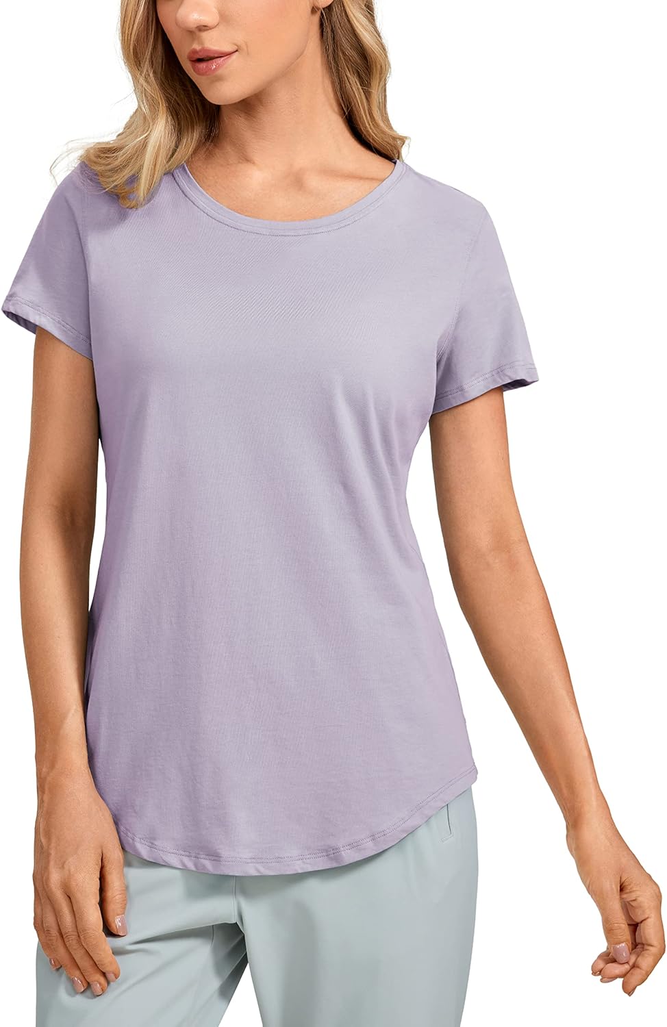 CRZ YOGA Pima Cotton Womens Short Sleeve Shirt Loose Yoga T-Shirt Casual Tops